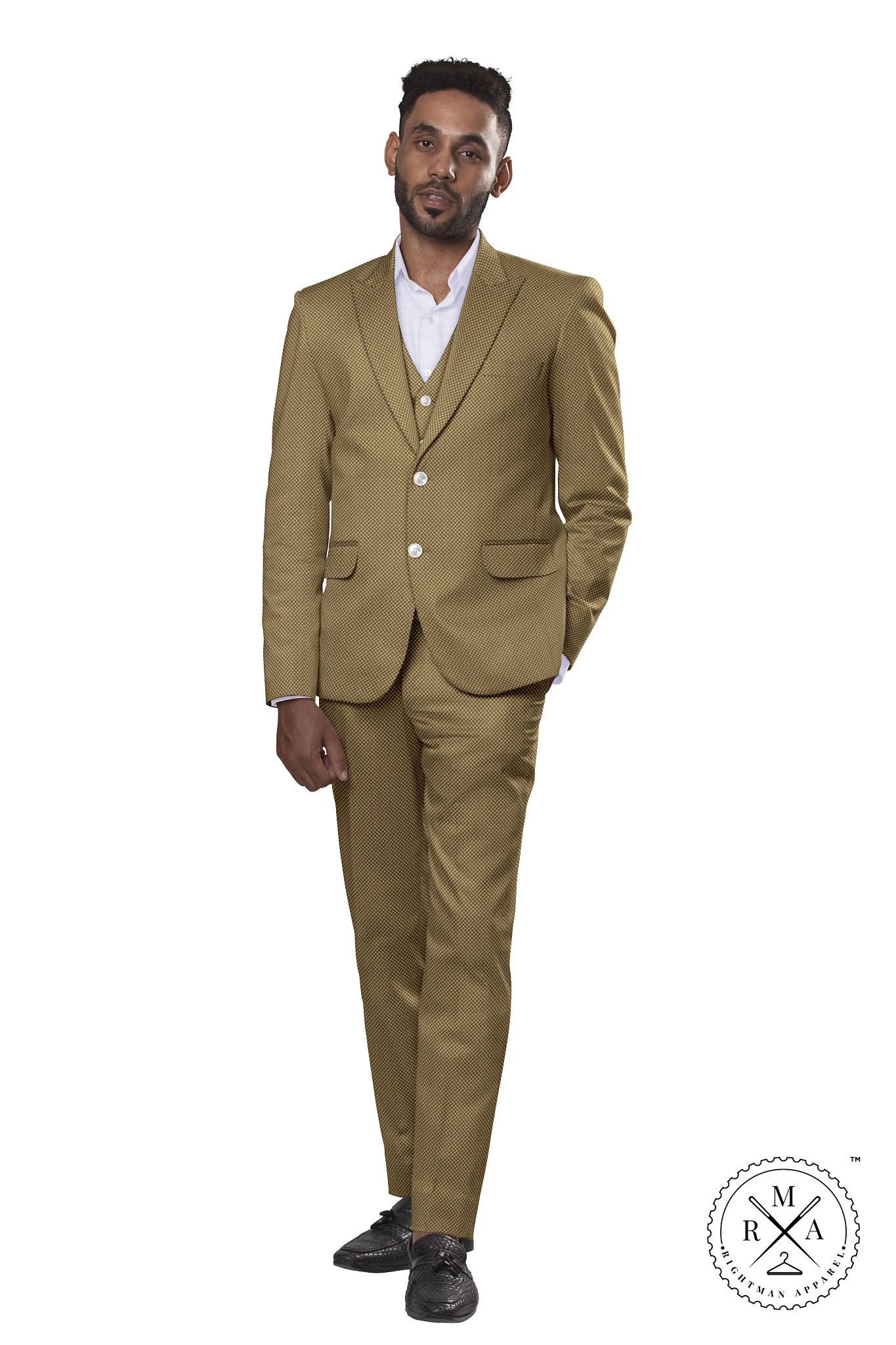 Brown Threaded Three Piece Suit SU105